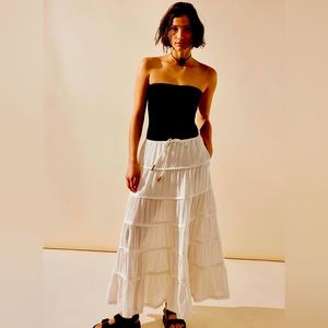 Free People White Smitten Maxi Skirt